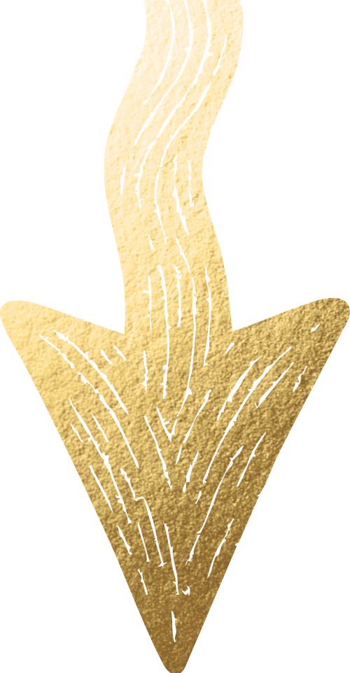 A textured, gold-colored arrow pointing downward with wavy lines and a metallic sheen, set against a light background.