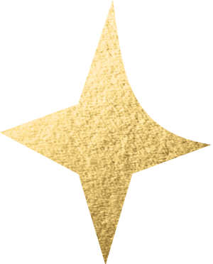 A shiny, gold four-pointed star with a metallic texture, set against a plain white background.